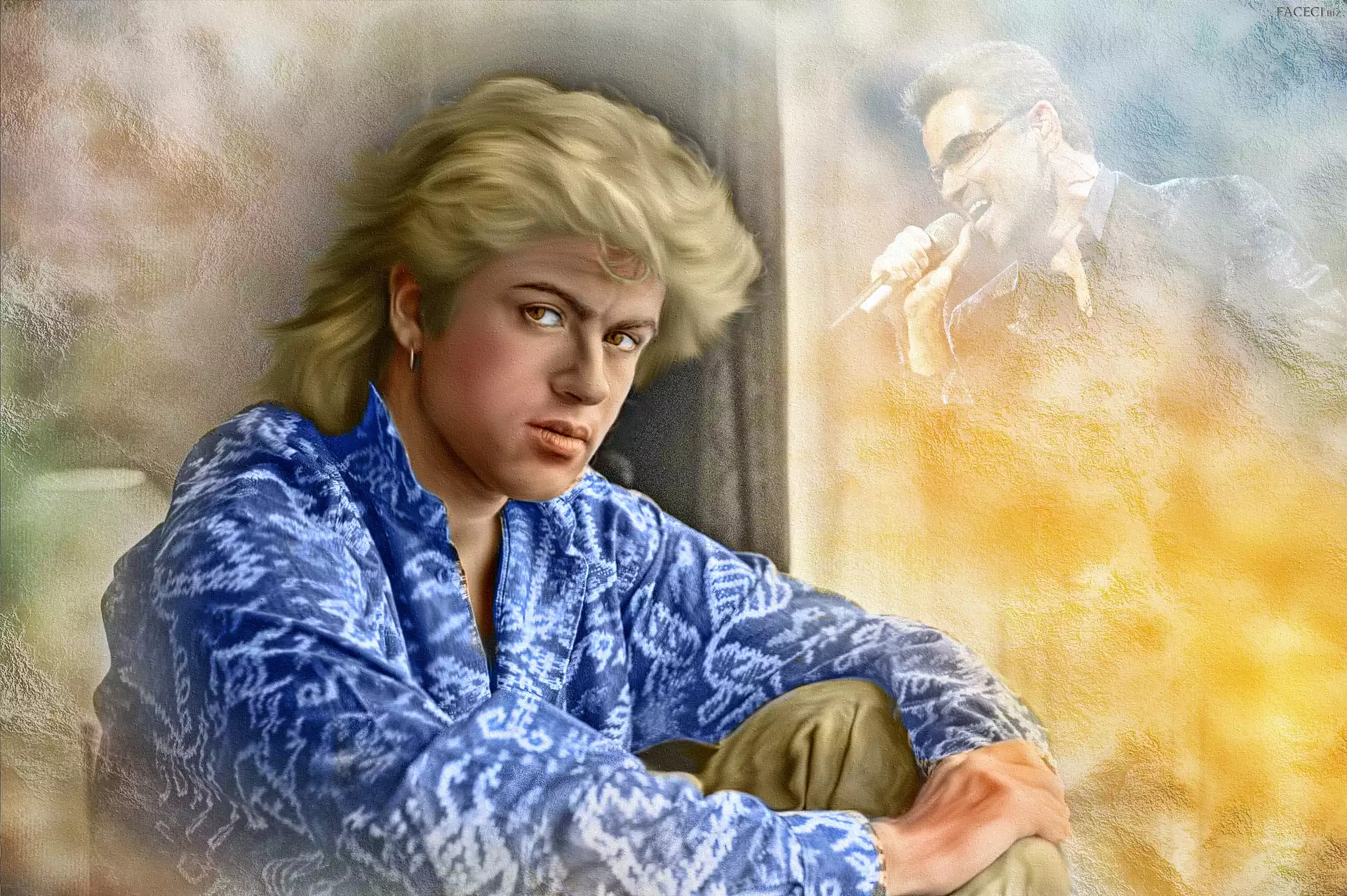 Wham, Mężczyzna, Grafika 2D, Portret, George Michael, Piosenkarz
